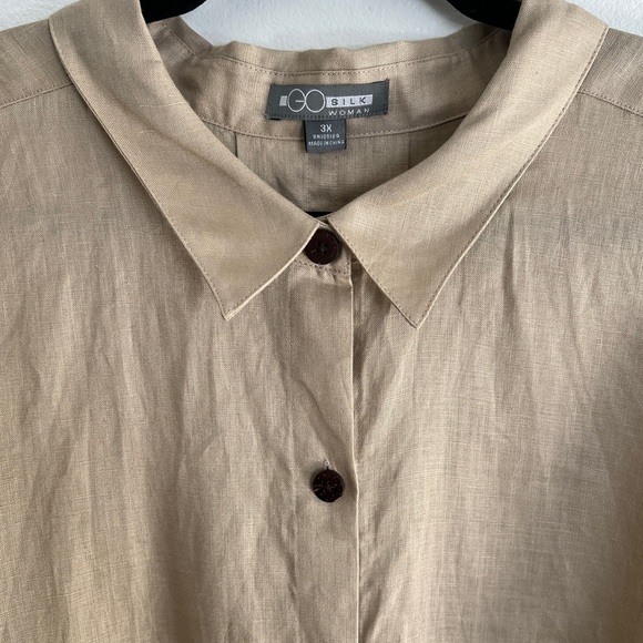Go by Go Silk 100% Linen Lagenlook Button Down Duster Shirt Dress NWT Sz 3X - Picture 5 of 12
